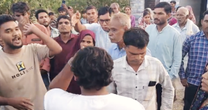 Hindu nationalists disrupt prayer service at grotto in Kalinjara village, Rajasthan, India.