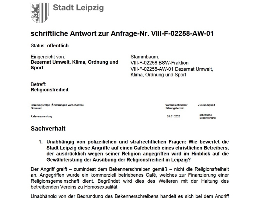 Official answer of the City of Leipzig government