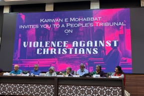 Panel members at hearing on anti-Christian hostilities on June 1, 2026 in New Delhi, India.