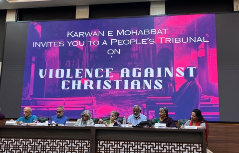 Panel members at hearing on anti-Christian hostilities on June 1, 2026 in New Delhi, India.