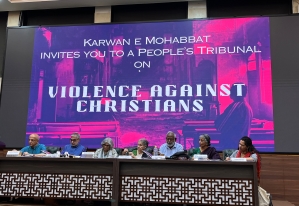 Panel members at hearing on anti-Christian hostilities on June 1, 2026 in New Delhi, India.