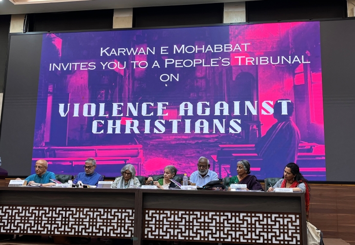 Panel members at hearing on anti-Christian hostilities on June 1, 2026 in New Delhi, India.