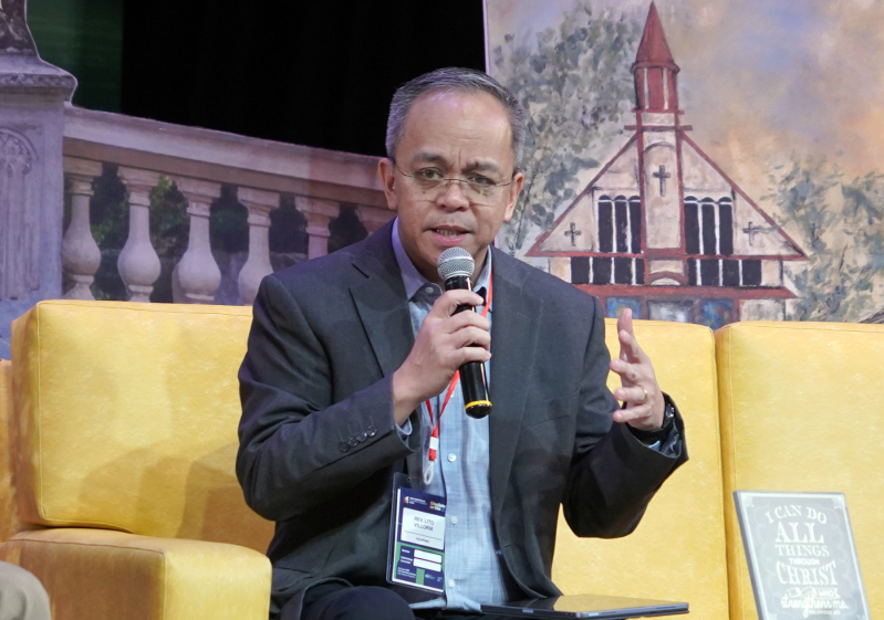 Rev. Dr. Lito Villoria, Executive Chairman of the Philippines National Disciplemaking Campaign Committee, addresses delegates during the morning panel at the Asia Conference on Church & Mission, June 11, 2026, at GCF South Metro in Alabang, Metro Manila.