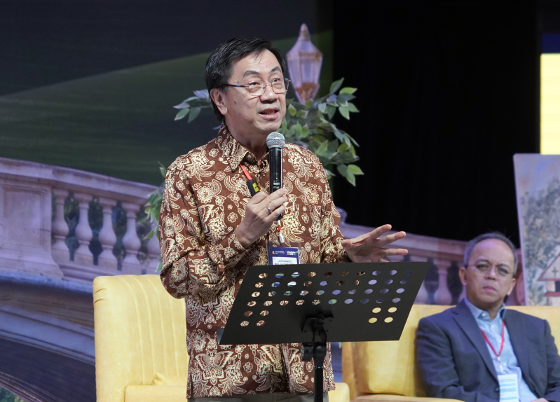 Dr. John M. Chandra, Senior Pastor and Synod Chairman of Gereja Pantekosta Kharismatika di Indonesia, speaks during the morning panel at the Asia Conference on Church & Mission, June 11, 2026, at GCF South Metro in Alabang, Metro Manila.