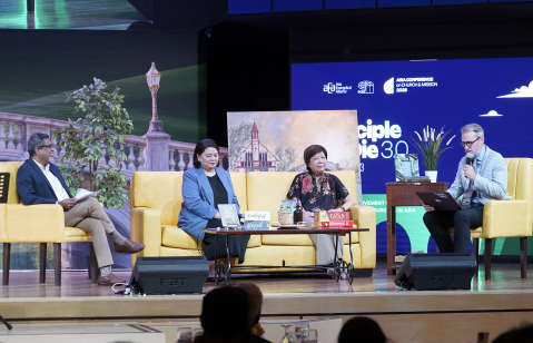 From left to right: Dr. P.C. Mathew, Emmaloisa Malibiran-Salumbides, Ps. Grace Hee and moderator Mark McClendon during the family and childrens discipleship panel at ACCM 2026 in Alabang, Metro Manila, Philippines, June 11, 2026.