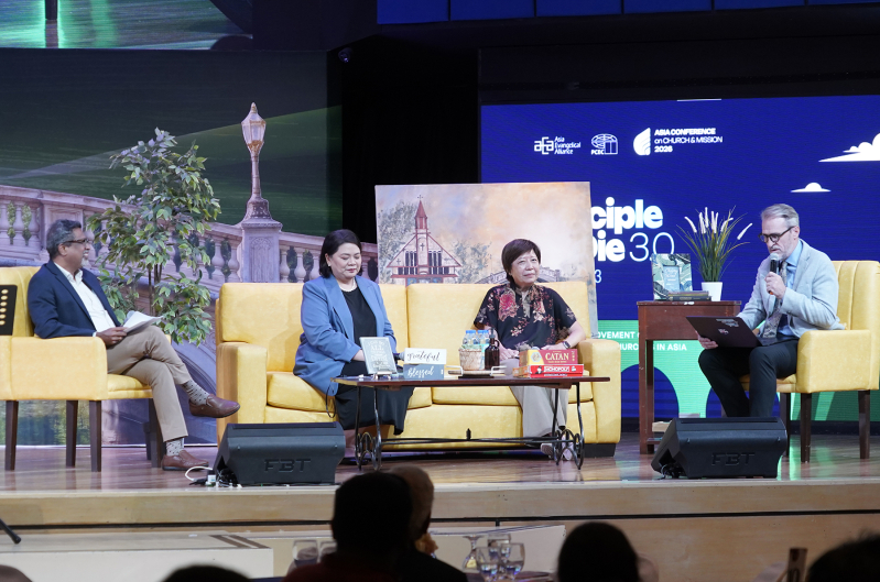 From left to right: Dr. P.C. Mathew, Emmaloisa Malibiran-Salumbides, Ps. Grace Hee and moderator Mark McClendon during the family and childrens discipleship panel at ACCM 2026 in Alabang, Metro Manila, Philippines, June 11, 2026.
