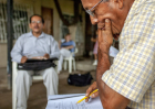 At a house church in Durán, Ecuador, house church leaders study a theological education curriculum — an example of the grassroots, non-formal training ICETE aims to represent at its C27 global consultation in Mombasa, Kenya, in 2027.