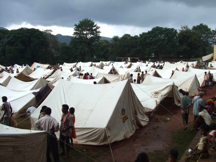 Kandhamal Relief Camp following 2008 violence in Kandhamal District, Odisha state, India.