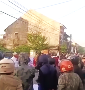 Muslims protest planned church building on June 11 in Banyuanyar village, Banjarsari District, Solo Municipal, Central Java, Indonesia.