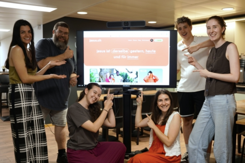 Members of the jesus.ch editorial and technical team view the relaunched website during its debut this week. The Swiss Christian platform completed a full redesign and backend overhaul after hundreds of hours of development work.