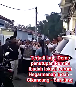 Muslims protest church in Hegarmanah Indah housing complex, Cikancung District, West Java, Indonesia on June 24, 2026.