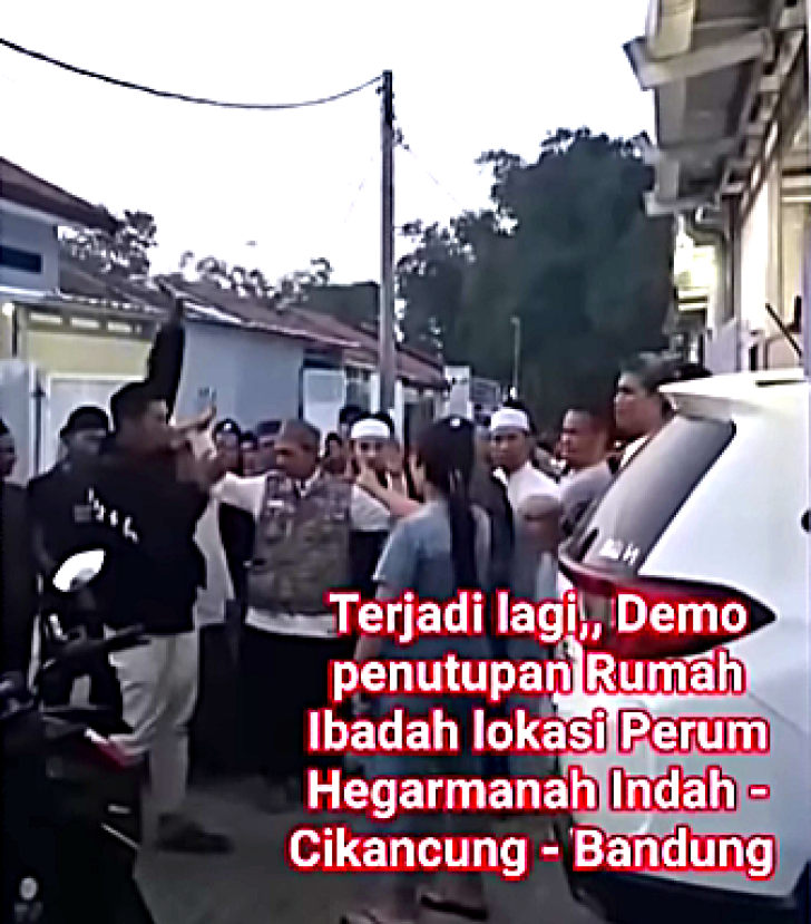 Muslims protest church in Hegarmanah Indah housing complex, Cikancung District, West Java, Indonesia on June 24, 2026.