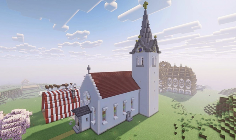 The virtual Müllheim church, built inside Minecraft by Pastor Florian Hombergers community.
