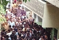 Muslim mob protests outside of home of Christian accused of blasphemy in Karachi, Pakistan on July 9, 2026.