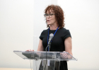 Sarah Scott Webb, representing the World Freedom Network, tells UN forum delegates that fewer than one percent of trafficking victims are ever officially identified.