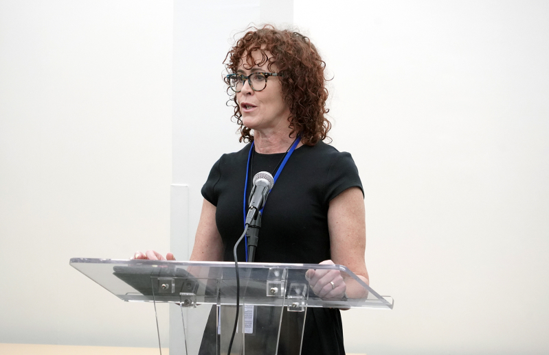 Sarah Scott Webb, representing the World Freedom Network, tells UN forum delegates that fewer than one percent of trafficking victims are ever officially identified.