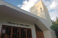 View of the facade of the Lutheran Congregation Church La Reconciliación in Santiago, Chile.