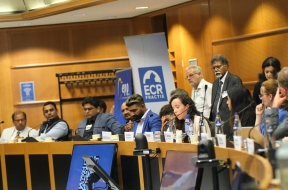 Panelists at event on forced conversions and marriages of girls at European Parliament on July 14, 2026.