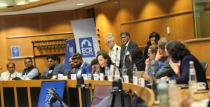 Panelists at event on forced conversions and marriages of girls at European Parliament on July 14, 2026.