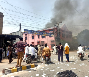 Salvation Army Church building burned during Aug. 16, 2023 mob violence in Jaranwala, Pakistan.