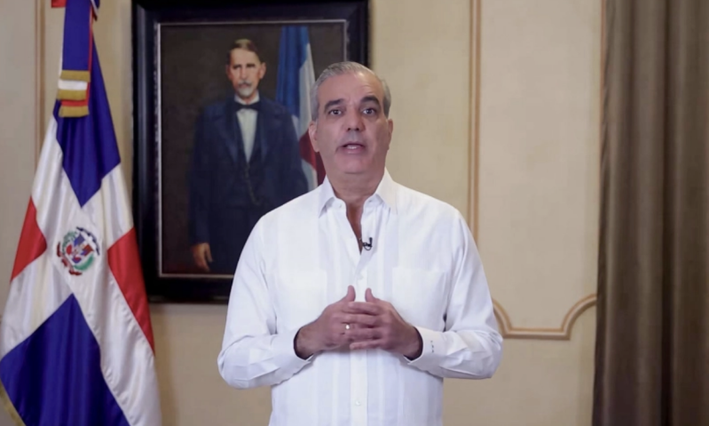 Dominican Republic President Luis Abinader speaks at the inauguration of the International Ministry Monte de Dios Horeb church in Santo Domingo Norte, where he said daily prayer sustains his work in office.