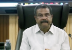Dharmendra Pradhan, Indias education minister, speaks during an official meeting.