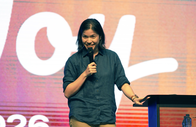 Jemima Ooi, co-founder of Love in Action Mission Global, addresses delegates during the second night of the Arise Asia 2026 Congress in Manila, Philippines, July 28, 2026.