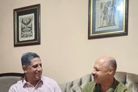 Pastor Nihad Hassan (L) after his release with attorney Nazir Sheik Mohammad.