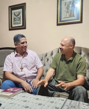 Pastor Nihad Hassan (L) after his release with attorney Nazir Sheik Mohammad.