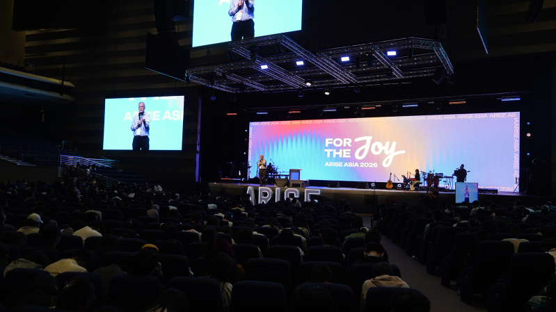 Rev. Dr. David Ro, co-founder and executive director of Arise Asia, addresses delegates at the Arise Asia 2026 Congress at Christs Commission Fellowship Central in Manila, Philippines.