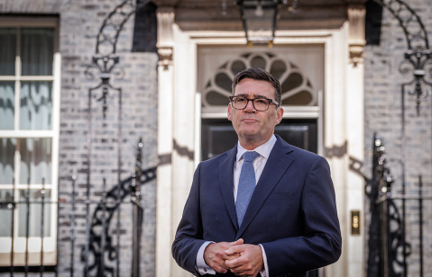 LONDON, ENGLAND - JULY 20: Andy Burnham delivers his inaugural speech as UKs new Prime Minister on on July 20, 2026 in London, England.