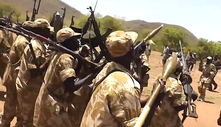 SPLA members in Nuba Mountains in video recording from 2014.
