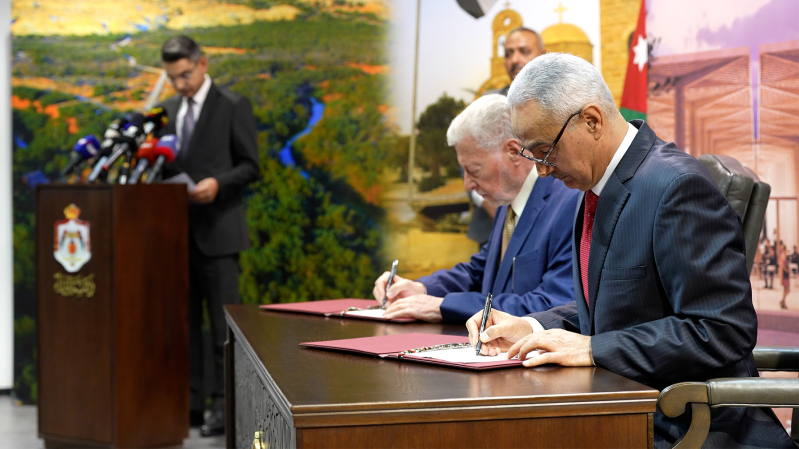 Jordanian officials sign four project agreements totaling $120 million for development of lands surrounding the Baptism Site of Jesus Christ (Al-Maghtas), Aug. 12, 2026.