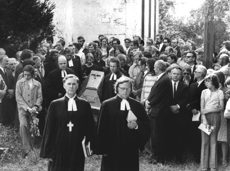 East German pastor Oskar Brüsewitz is buried Aug. 26, 1976, in his home parish of Drosdorf/Rippicha in Saxony.
