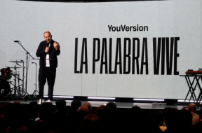 Bobby Gruenewald, CEO of YouVersion, speaks at a special event at the Más Vida CDMX auditorium in Mexico City on Tuesday, Aug. 18, 2026.