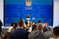 President Volodymyr Zelenskyy speaks at Ukraines third National Prayer Breakfast in Kyiv on Aug. 23, 2026