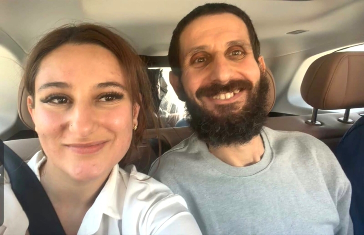 Rami Fadayel with daughter Maisa after his release from Israeli detention on Aug. 20, 2026.