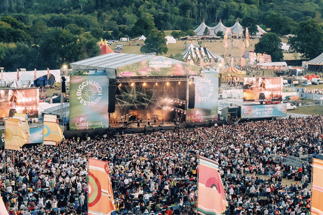 Crowds gather at the main stage during the Big Church Festival at the Wiston Estate near Steyning, West Sussex, England, in a previous year.