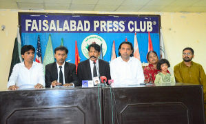 Minorities Alliance Pakistan’s Akmal Bhatti speaks alongside other rights advocates and Nadia Nadeem at press conference on Aug. 29, 2026.