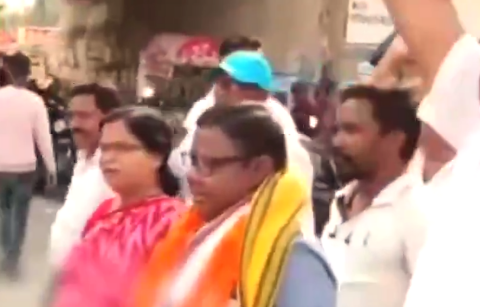 Mahendra Hembram is garlanded as Hindus in India celebrate his release from prison on April 16, 2025.