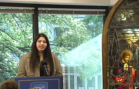 Natalie Khalil at In Defense of Christians office before advocacy for her jailed father, Suleiman Khalil, on Sept. 15, 2026.