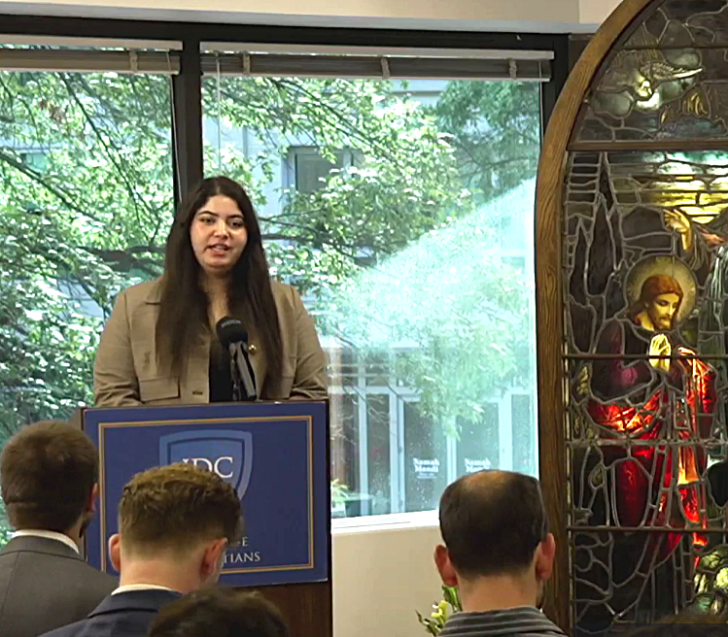 Natalie Khalil at In Defense of Christians office before advocacy for her jailed father, Suleiman Khalil, on Sept. 15, 2026.