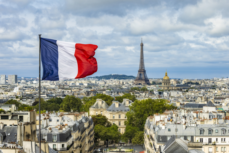 France, Paris, flag, Eiffel tower