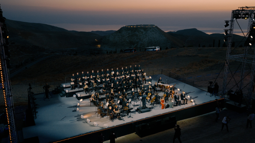A Hungarian orchestra, choir and soloists perform Handel’s “Messiah” at Mukawir, Jordan, Sept. 12.