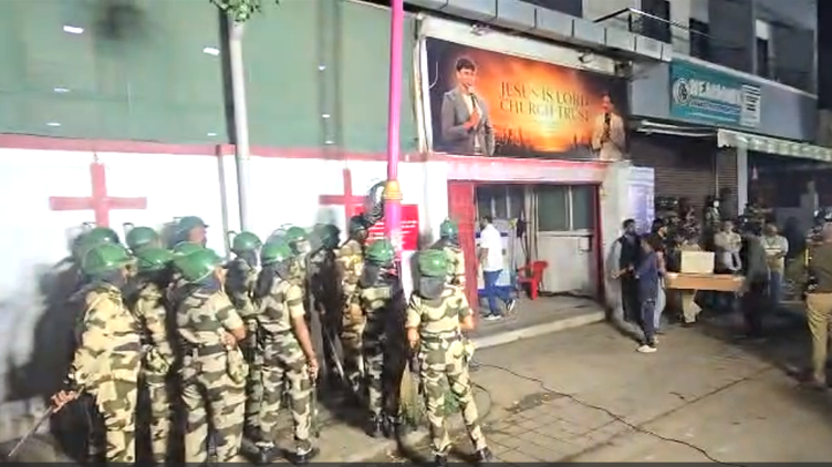 Authorities prepare to demolish Jesus Is Lord Church building in Pimpri-Chinchwad, Maharashtra state, India on Sept. 7, 2026.