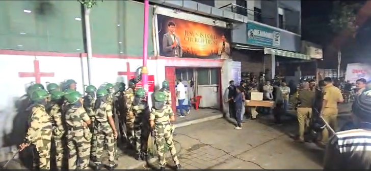 Authorities prepare to demolish Jesus Is Lord Church building in Pimpri-Chinchwad, Maharashtra state, India on Sept. 7, 2026.