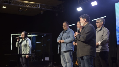 Members of ACIERAs Federal Childrens Roundtable: the Rev. Ligia Wurfel, with the Revs. Franco Quiroga, Marcos Ozsurko, Carlos Mansilla and Walter Luna.