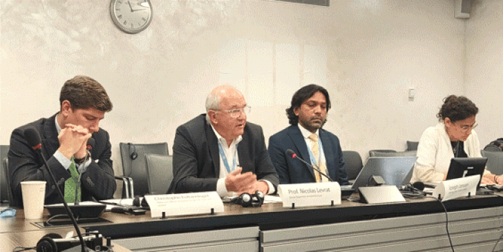 Nicolas Levrat, U.N. special rapporteur on minority issues, addresses a side-event of U.N. Human Rights Council in Geneva on Oct. 1, 2026.