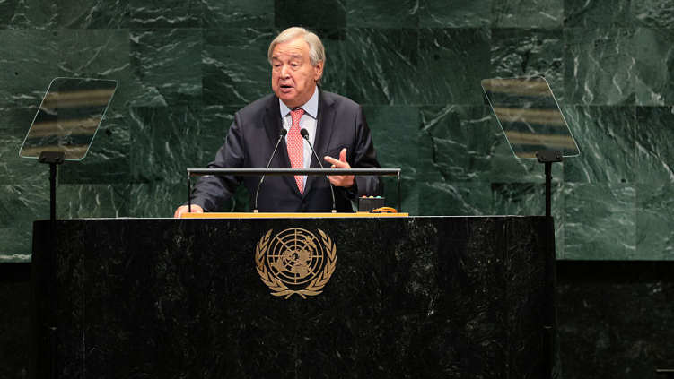 United Nations Secretary-General António Guterres speaks during the 81st session of the United Nations (U.N.) General Assembly at U.N. Headquarters on September 22, 2026 in New York City.