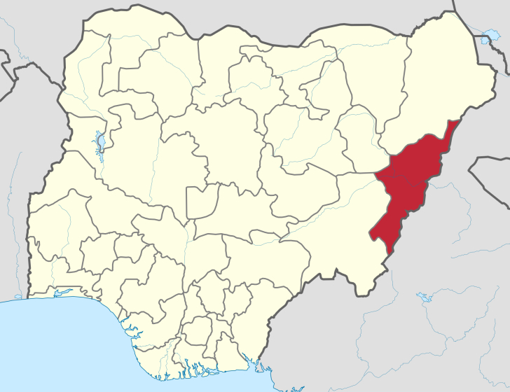 Location of Adamawa state in Nigeria.
